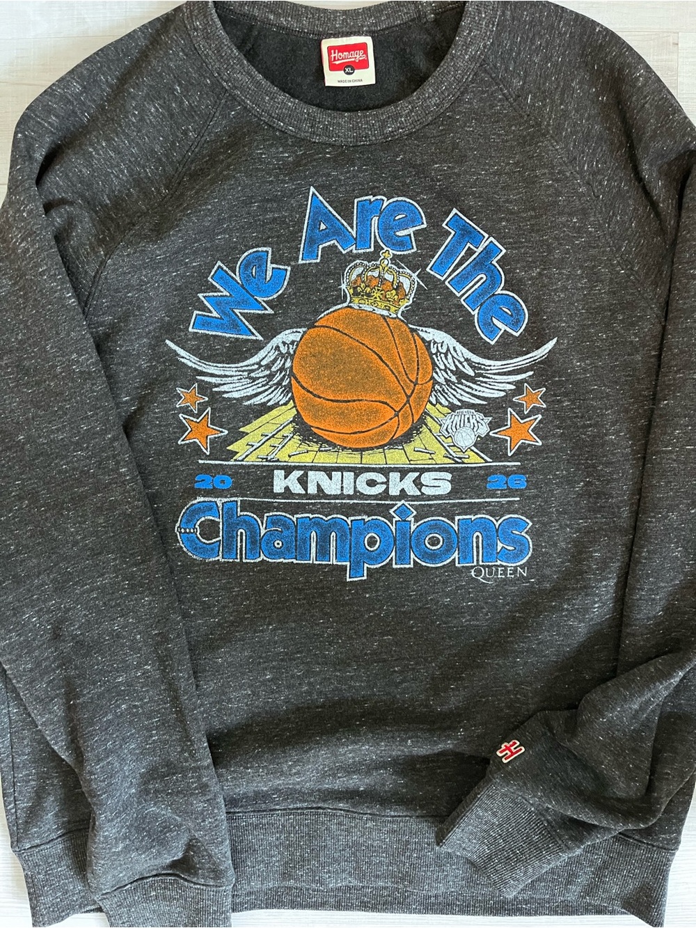 HOMAGE Charcoal Knicks 'We Are The Champions' Graphic Sweatshirt